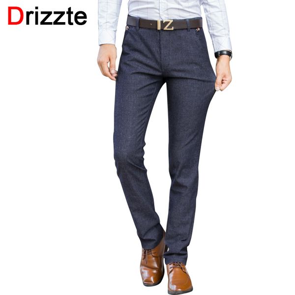 

wholesale-drizzte mens stretch quality worsted sanded casual pants dress business trousers black blue size 28 29 30 31 32 33 34 36 38