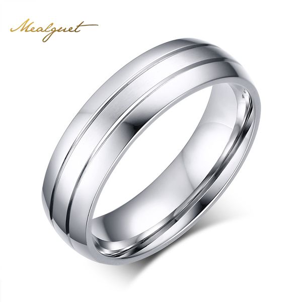 

wholesale- meaeguet 6mm wide fashion stainless steel rings simple design men wedding rings usa size 6-13, Golden;silver