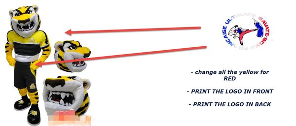 

custom tiger mascot costume add logo ing, Red;yellow