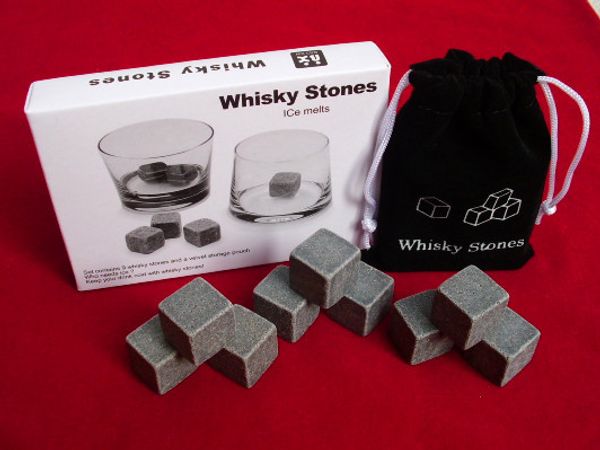 Cooler Whisky Rock Pietra ollare Pietre di whisky Blocco di ghiaccio Vino Cubetto di ghiaccio 9 pezzi / set Ghiaccio con scatola e custodia DHL libero