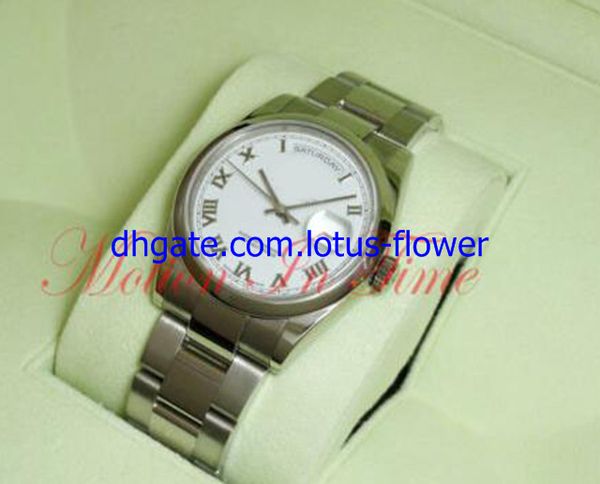 

Горячий 36мм белый 18-каратный браслет из белого золота с гладкой рамкой Белый римский циферблат