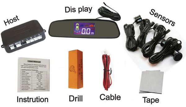 

lcd parking sensor bibi sound pz314 digital lcd display car crescent beeper reversing radar 4 sensors