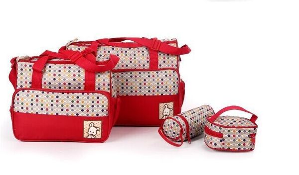 

wholesale-2016 fashion mummy bag for baby nappy bags 4 colors 5pcs/set