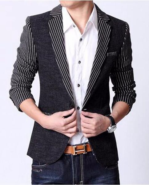 

мужчины в европе и отдых бизнес английский новая мода бутик личности ретро полоса маленькие куртки / m-2xl, White;black