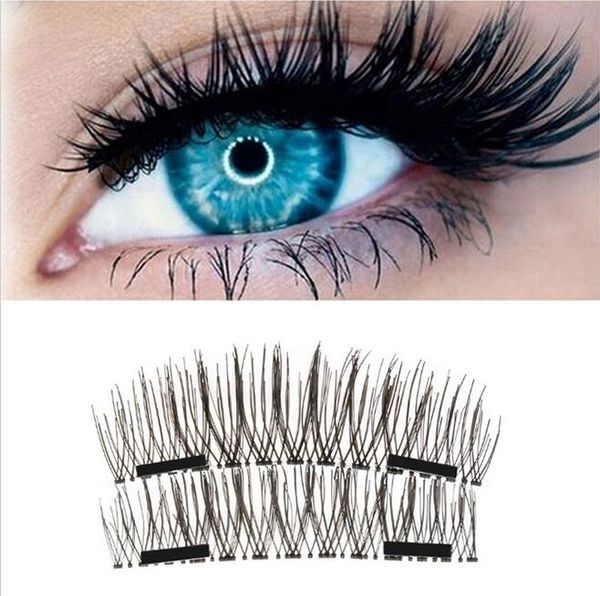 

4pcs magnetic eyelashes new easy wear 3d magnetic eyelash false eyelash double magnet soft hair reusable fake magnetic lashes