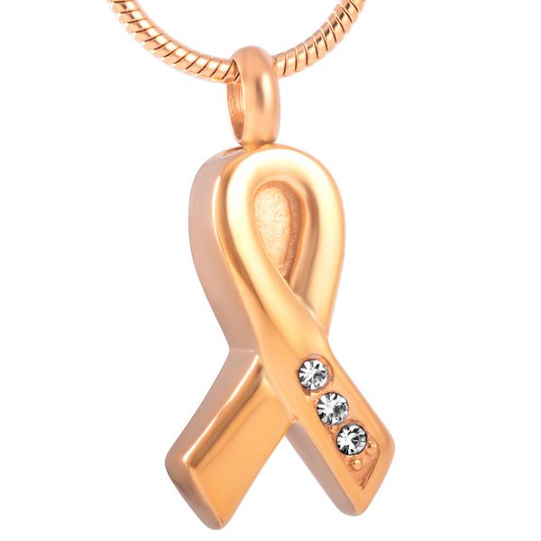 

ribbon stainless steel cremation pendant necklace memory ashes keepsake urn necklace crystal funeral casket, Silver