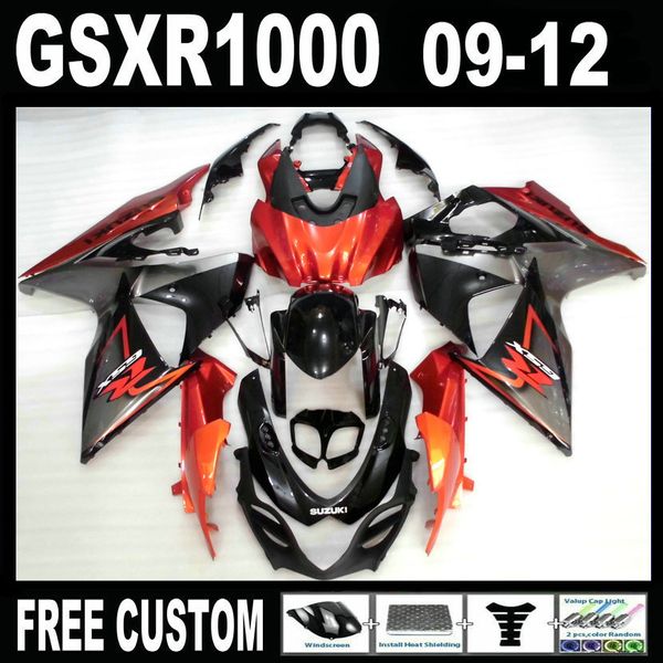 Kit di carenatura stampo ad iniezione per Suzuki GSXR1000 09 10 11 12 Vino rosso Black Fairings Set GSXR 1000 2009-2012 IT02