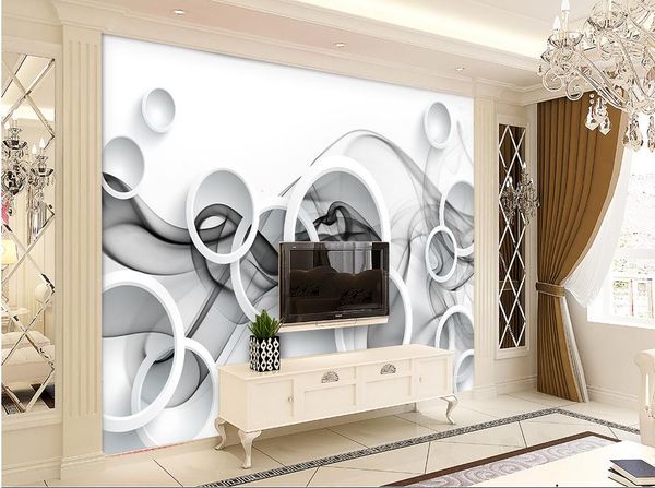 Dynamische Zeilen des Traumrauchkreises schöne dekorative Malereiwandbild Tapete 3d Tapeten für Fernsehhintergrund