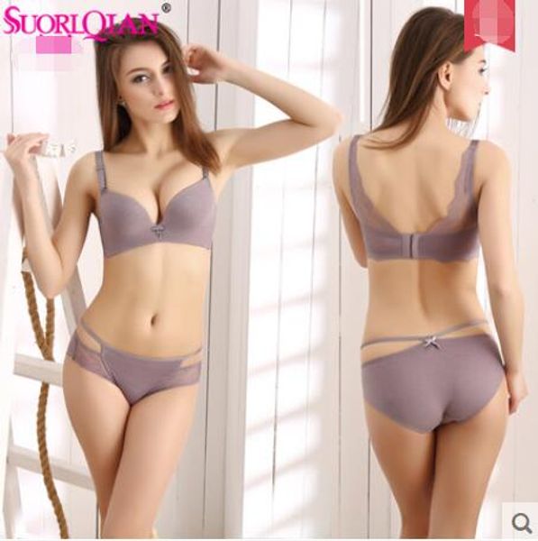 

suoqian urban lace bra gathered beauty beauty girl non-trace back without rims underwear suits women feeling, Red;black