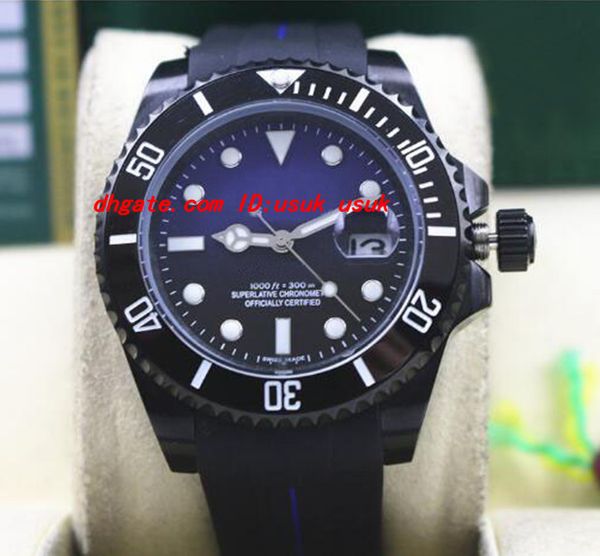 

luxury wristwatch rubber bracelet pvd coating ceramic black/blue dial #116610 40mm automatic mechanical men watches new arrival, Slivery;brown
