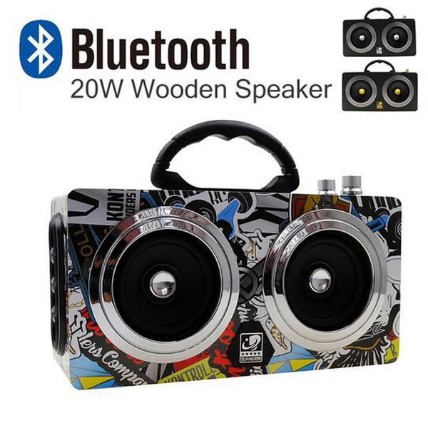 

wooden bluetooth speaker 20w boombox wireless stereo sound box super bass hifi subwoofers with handle m8 portable speakers usb tf mp3 player
