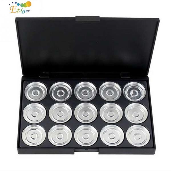 

wholesale- 1 pcs professional empty make up eyeshadow pigment aluminum palette pans case makeup diy 15 grid beauty tools