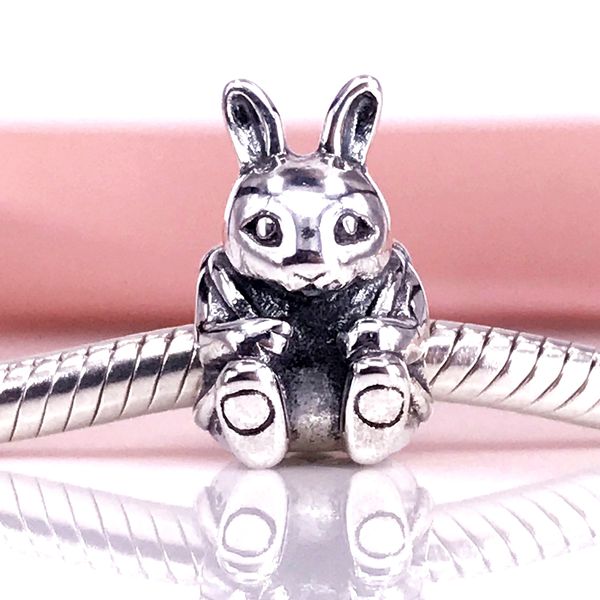 Autêntico 925 Sterling Silver Páscoa Coelhinho Charm Fit DIY Pandora Pulseira e Colar 791121