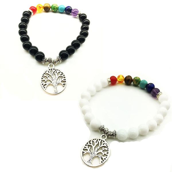 

wholesale new bracelet fashion yoga bracelet wrist mala beads tree of life healing bracelet nature stone jewelry, Black