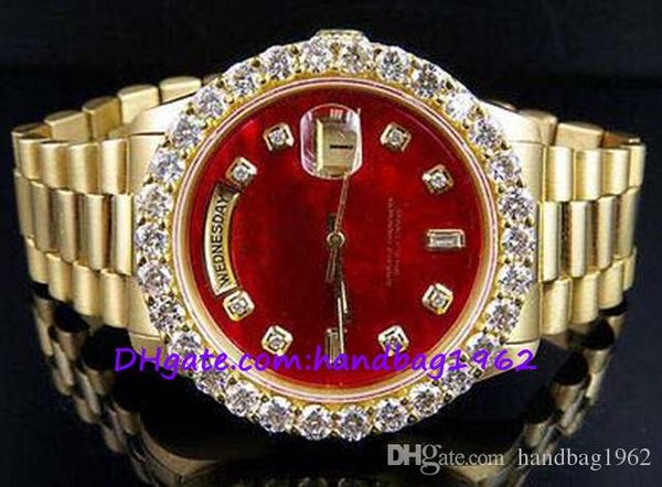 

высокое качество люксовый бренд часы 18K мужские желтое золото 281239 36 мм Красный Dialt Алмаз часы Наручные часы автоматические мужские часы