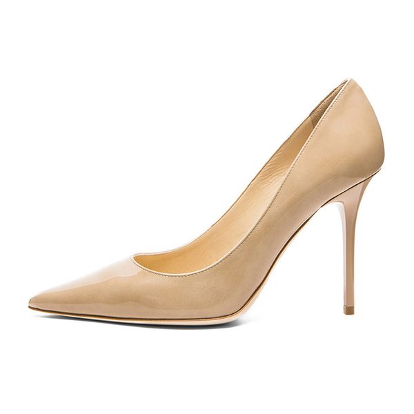 

zandina ladies handmade fashion elegant 100mm pointy basic office party prom high heel pumps shoes nude leather z71019, Black