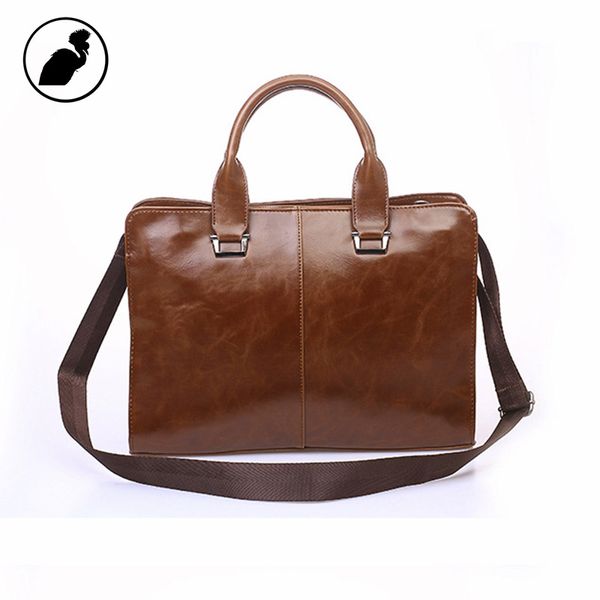

wholesale- etonweag new 2017 men famous brands italian leather brown zipper medium business briefcase vintage lapshoulder bags