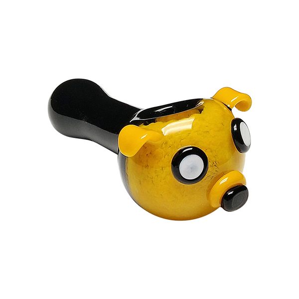 Pipa da fumo a forma di cane cattivo: 3,7 pollici, ciotola per cuccioli, combinazione di colori giallo nero