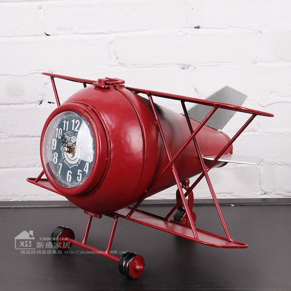 

оптово-европейские и американские модные самолеты в форме из кованого железа домашнего декора настольные часы