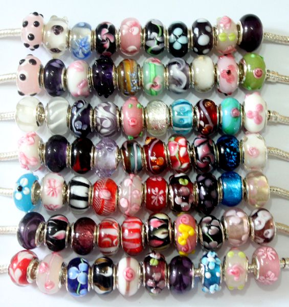 

100 шт. смешанные стерлингового серебра 925 ручной работы лэмпворк муранского стекл