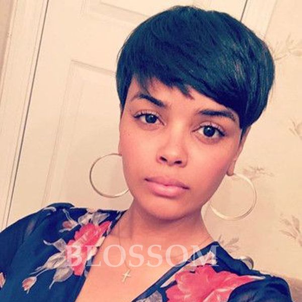 Human Short Hair Wigs Chic Cut Human Natural Black Hair Wigs