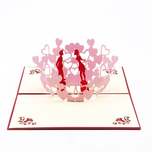 Cartolina d'invito per biglietti d'auguri a forma di cuore pop-up 3D fatti a mano creativi per forniture per feste festive di San Valentino