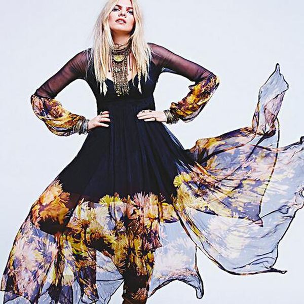 

new arrival women chiffon dresses fashion summer long sleeve dress dresses v-neck dress evening club dress size s-xl ing, Black;gray