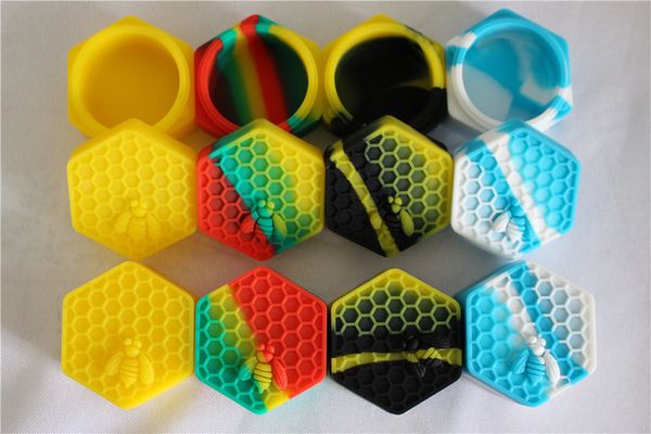 

Nonstick Honeybee wax containers 26ml hexagon honey bee silicone container food grade jars dab tool storage jar oil holder for vaporizer
