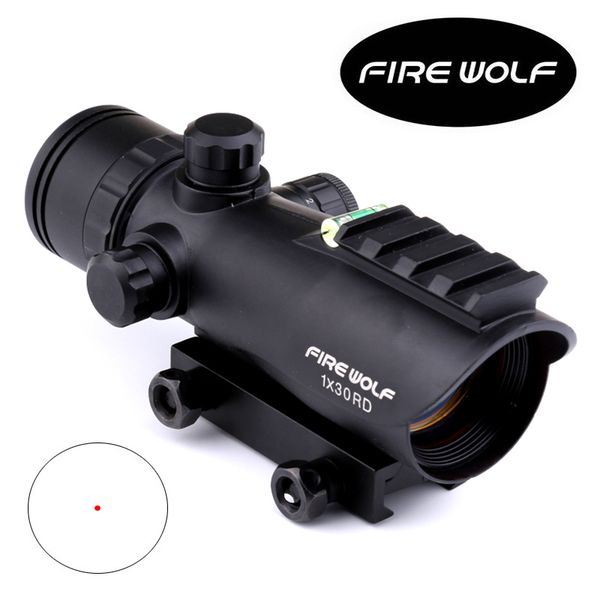

2017 NEW Fire Wolf 1X30 Hunting Tactical Riflescopes Bubble Level Red Green Dots Optical Sight Scope Adjustable Scope
