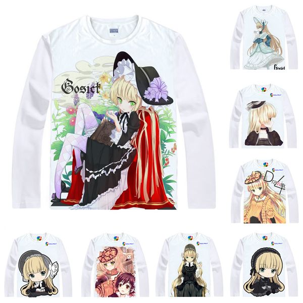 

anime shirt gosick gothic goshikku t-shirts multi-style long sleeve victorique de blois cosplay motivs hentai shirts, White;black