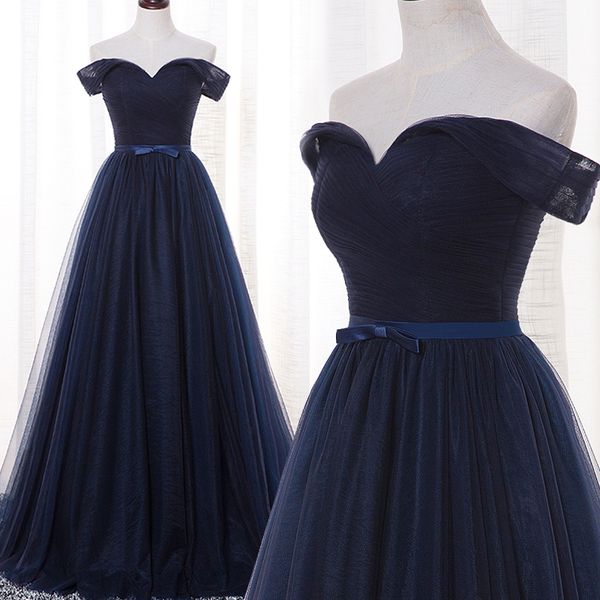 

off shoulder dark navy evening dresses zipper back long prom dresses real pictures new arrival party dresses elegant style, Black;red