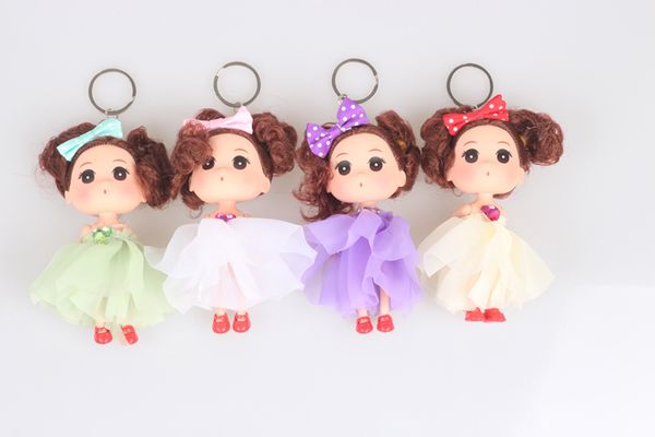 

12pcs 4 colors cute girl resin princess doll key chain car key ring pendant pendant keychain1569541, Slivery;golden