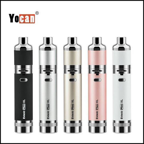 Autêntico Yocan Evolua Além disso XL 1400 mAh Cera Dab Vaporizador Kit com Silicone Jar QUAD Quartz Bobina 100% Original