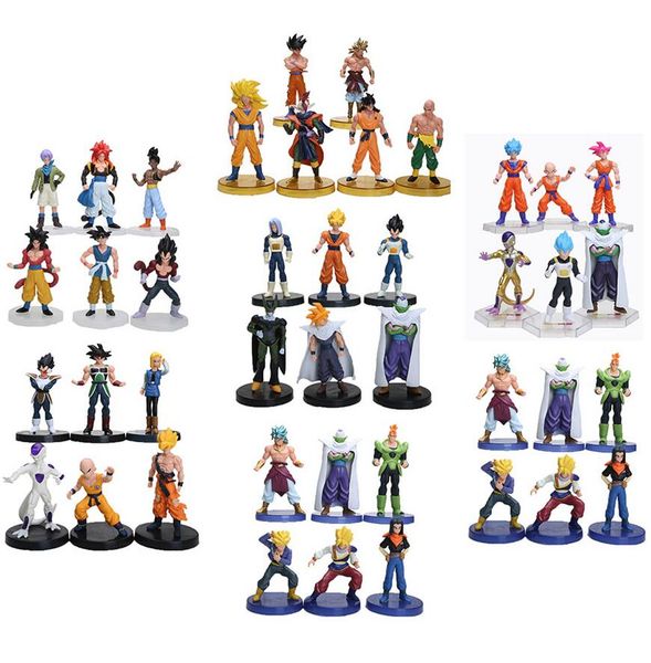 

6pcs/set 12cm anime dragon ball z super saiyan trunks vegeta son goku uub kakarotto pvc action figure toys christmas gift toy