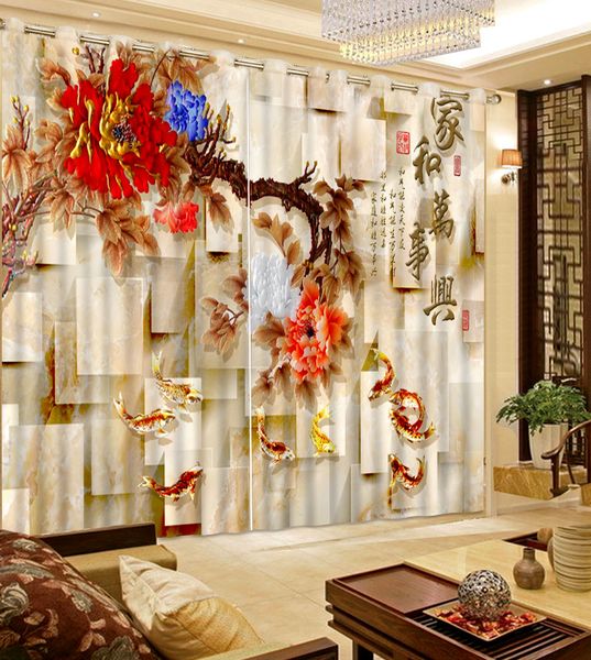 Acheter Chinois Moderne Fenetre Rideau Photo 3d Rideaux Pour Salon Neuf Fleur De Poisson Blackout Cuisine Rideaux Decoration De La Maison De 200 0 Du