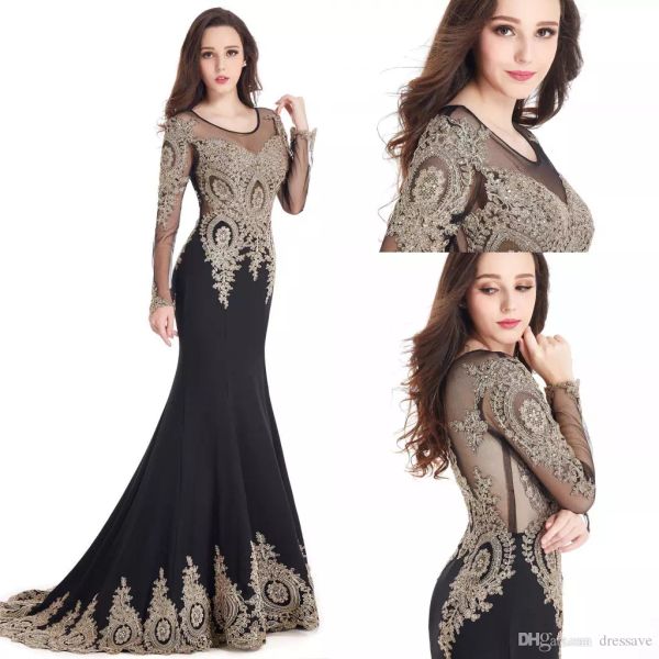 

плюс размер русалка пром платья длинные совок шеи рукава платье вечерняя одежда развертки поезд кружева элегантный мать невесты платья, Black