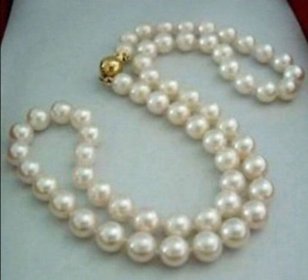 

natural 8-9mm white akoya pearl necklace 17" 14k gp, Silver