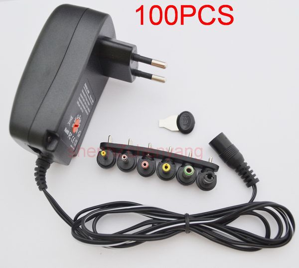100 PCS 30 W AC Universal Parede Plug in Power Adaptador 3 v 4.5 v 5 v 6 v 7.5 v 9 v 12 v 2.5A carregador com 6 peças ponta de comutação de alimentação