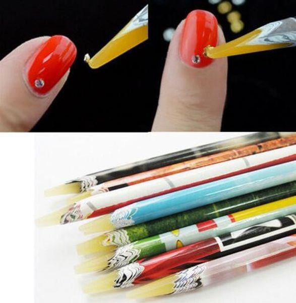 

200pcs picking up rhinestone picker pen wooden wax pen nail manicure tool random color kd1, Silver