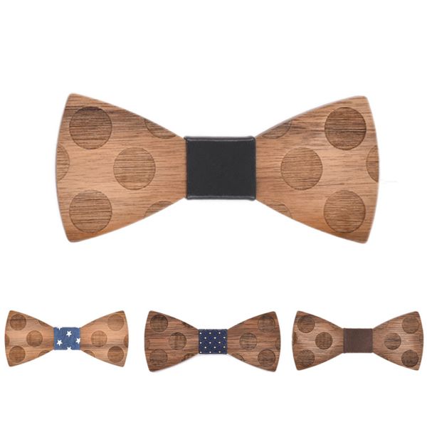 Papillon in legno stereoscopico 15 stili 10 * 5,5 cm Bowknot tradizionale vintage fatto a mano per affari paty wedding prodotto finito Papillon fai da te