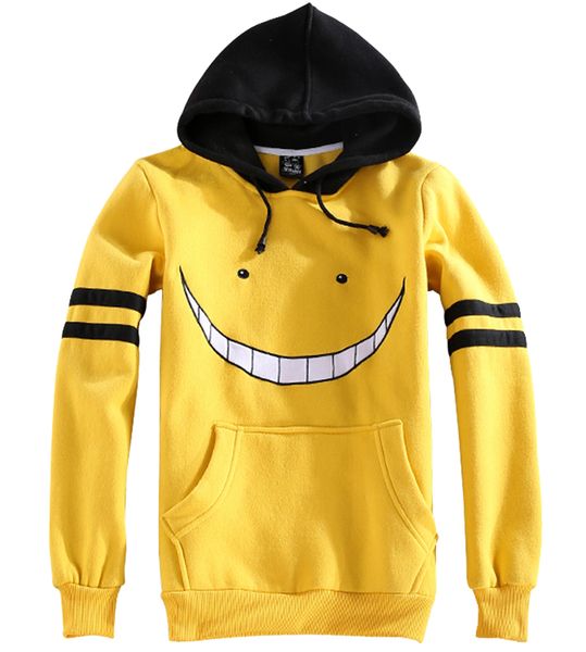 

assassination classroom korosensei cosplay costume hooded jacket yellow thick warm hoodie coat, Black