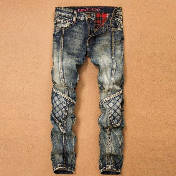 

Men Clothing Vintage Jeans Slim Fit Pencil Pants Long Ripped Distressed Straight Elastic Denim Pants Destroyed Ripped Jeans
