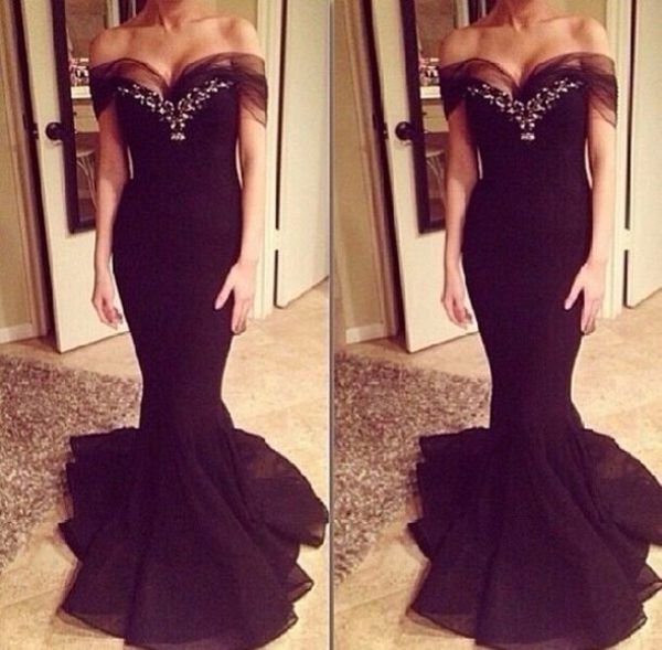 

2021 prom black dress mermaid evening dresses plus size formal dresses, Black;red