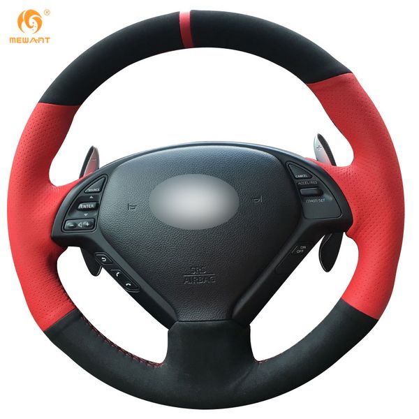 

MEWANT DIY черная замша с Красной искусственной кожи руль обложка обертывание для Infini