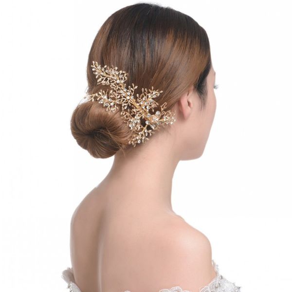 2019 Beijia Exquisite Gold Branch Crystal Wedding Tiara Vintage