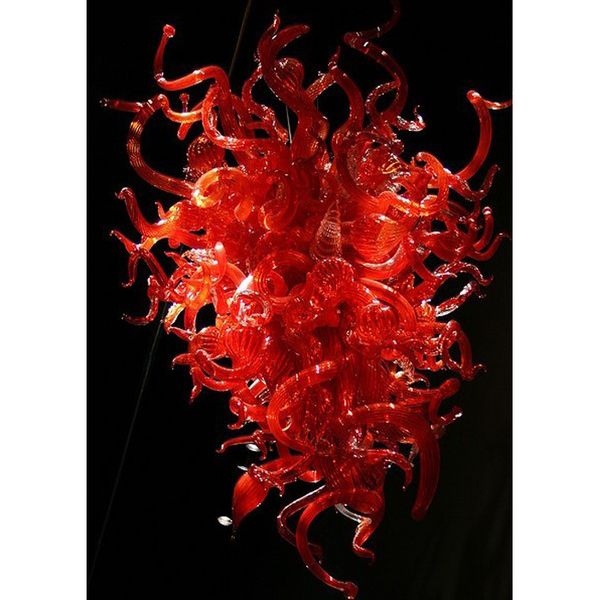 

led light source lamp hand blown glass chandeliers lights ac 110v 220v red murano hanging chandelier for home decor chihuly style