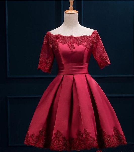 

2019 arabic short party cocktail dresses myriam fares dress knee length a line lace up appliques prom evening gowns dresses for women, Black