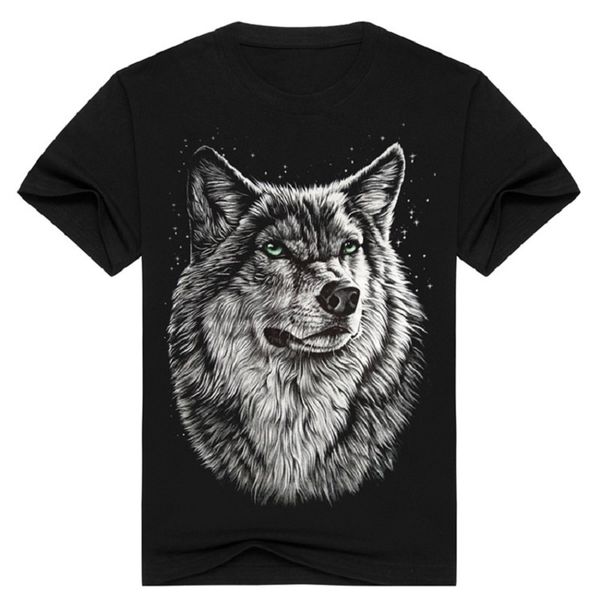 

2017 wolf streetwear men's shirt fashion print f short bmtx16 3d metal animal clothing t rock black o neck tshirt sleeve t-shirt fvsab