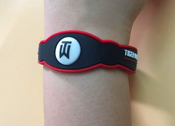 

Hot selling fashion jewelry Golf sport charm bracelet black and red color for Tiger Woods balance wristband silicone bangle