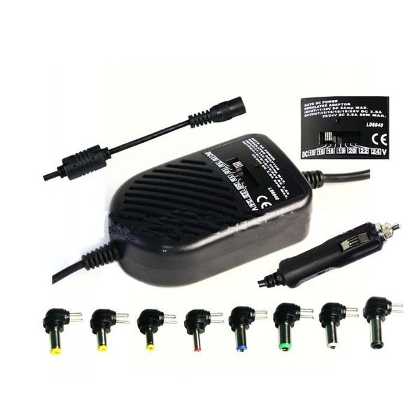 

universal dc 80w car auto charger power supply adapter set for lapnotebook with 8 detachable plugs wholesale 50ps/lot